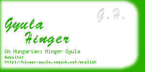 gyula hinger business card